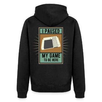 Gaming Retro J'ai fait une pause dans Gamer Geek - Veste à capuche bio Premium Unisexe - noir - Dos - Nico (187cm)