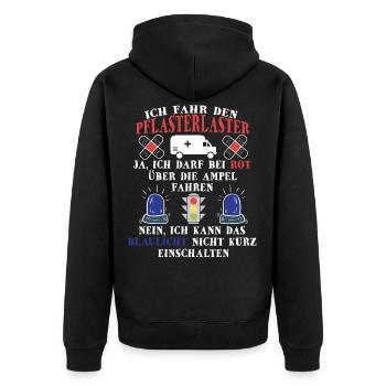 Rettungswagen Sanitäter Pflasterlaster Rettung - Unisex Premium Bio Zip Hoodie - Schwarz - Hinten - Nico (187cm)