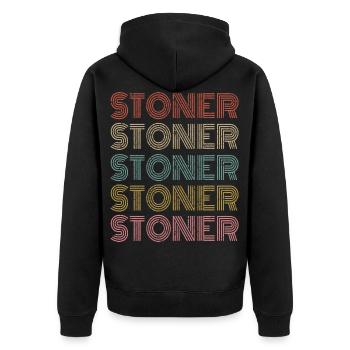 Stoner Lustiges Drogen Kiffer Geschenk Retro - Unisex Premium Bio Zip Hoodie - Schwarz - Hinten - Nico (187cm)