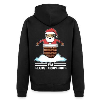 Weihnachtsmann Schornstein Im Claus-trophobic - Unisex Premium Bio Zip Hoodie - Schwarz - Hinten - Nico (187cm)