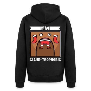 Weihnachtsmann Karmin Im Claus-trophobic - Unisex Premium Bio Zip Hoodie - Schwarz - Hinten - Nico (187cm)