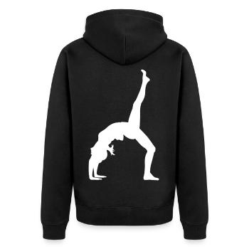 Gymnastik Tänzerin - Unisex Premium Bio Zip Hoodie - Schwarz - Hinten - Nico (187cm)