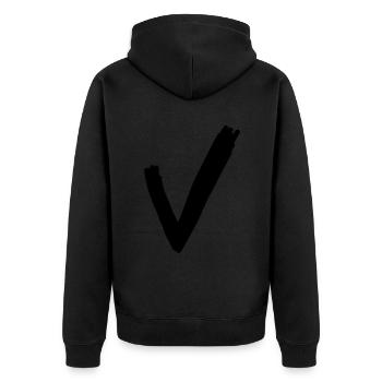 Haken - Unisex Premium Bio Zip Hoodie - Schwarz - Hinten - Nico (187cm)
