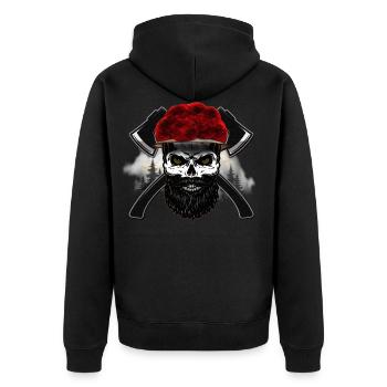 Black Forest Axt Tobera Skull - Unisex Premium Bio Zip Hoodie - Schwarz - Hinten - Nico (187cm)