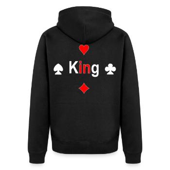 King - Unisex Premium Bio Zip Hoodie - Schwarz - Hinten - Nico (187cm)