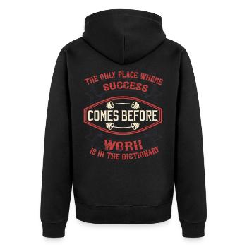 Weight training fitness saying - Unisex Premium Organic Zip Hoodie - black - Back - Nico (187cm)