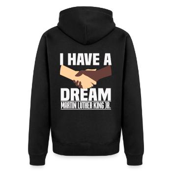Martin Luther King I have a dream - Unisex Premium Bio Zip Hoodie - Schwarz - Hinten - Nico (187cm)