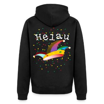 Helau Karneval - Fasching Narrenkappe - Unisex Premium Bio Zip Hoodie - Schwarz - Hinten - Nico (187cm)