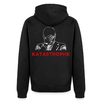 Katastrophe - Unisex Premium Bio Zip Hoodie - Schwarz - Hinten - Nico (187cm)