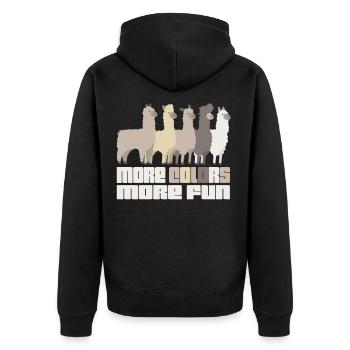 Alpaka Alpaka Alpaka Alpaka Alpaka - Unisex Premium Bio Zip Hoodie - Schwarz - Hinten - Nico (187cm)