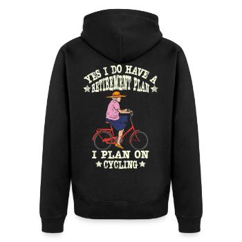 Lustiges Fahrrad Rentnerin Pensionistin Radfahrer - Unisex Premium Bio Zip Hoodie - Schwarz - Hinten - Nico (187cm)
