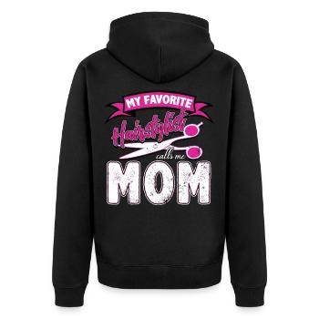 Barber mom - Unisex Premium Organic Zip Hoodie - black - Back - Nico (187cm)
