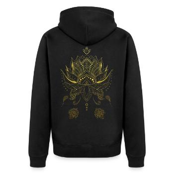 Fleurs mandala ornements indiens or - Veste à capuche bio Premium Unisexe - noir - Dos - Nico (187cm)