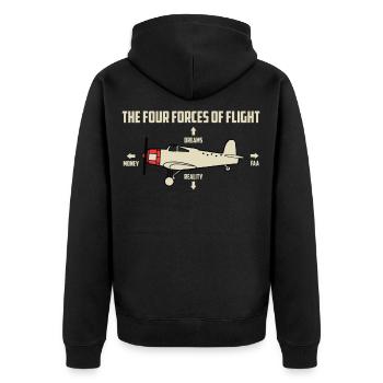 plane - Unisex Premium Organic Zip Hoodie - black - Back - Nico (187cm)