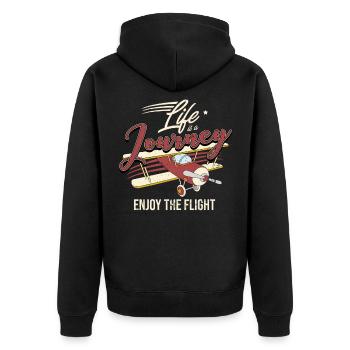 plane - Unisex Premium Organic Zip Hoodie - black - Back - Nico (187cm)