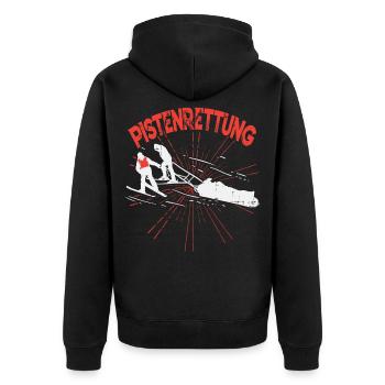 Pistenrettung Geschenk Shirt - Unisex Premium Bio Zip Hoodie - Schwarz - Hinten - Nico (187cm)
