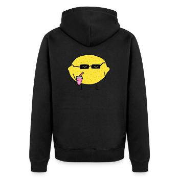 Zitrone Lustig Geschenk - Unisex Premium Bio Zip Hoodie - Schwarz - Hinten - Nico (187cm)