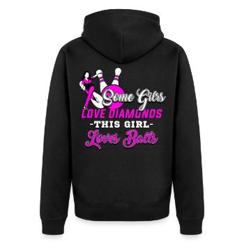 Bowling, bowling girl - Unisex Premium Organic Zip Hoodie - black - Back - Nico (187cm)