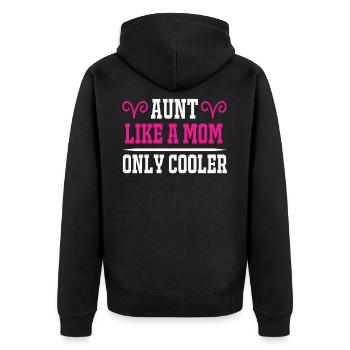Aunt like a mom only cooler - Unisex Premium Organic Zip Hoodie - black - Back - Nico (187cm)