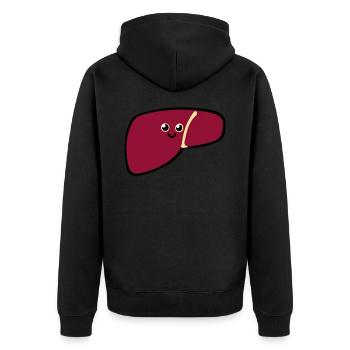 Leber - Unisex Premium Bio Zip Hoodie - Schwarz - Hinten - Nico (187cm)