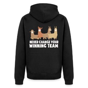 Alpaca alpaca alpaca alpaca - Unisex Premium Organic Zip Hoodie - black - Back - Nico (187cm)