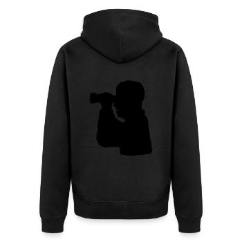 Fernglas Silhouette Beobachten - Unisex Premium Bio Zip Hoodie - Schwarz - Hinten - Nico (187cm)