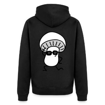 mushroom - Unisex Premium Organic Zip Hoodie - black - Back - Nico (187cm)