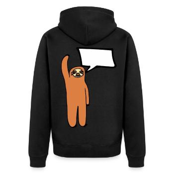 Sloth - insert your text into the speech bubble - Unisex Premium Organic Zip Hoodie - black - Back - Nico (187cm)