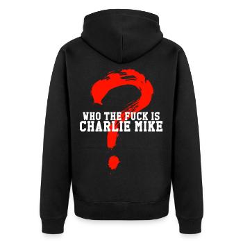 IPSC Charlie Mike - Unisex Premium Bio Zip Hoodie - Schwarz - Hinten - Nico (187cm)