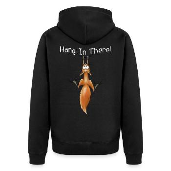 Hang In There Eichhörnchen Oachkatzl Trend-Tier - Unisex Premium Bio Zip Hoodie - Schwarz - Hinten - Nico (187cm)