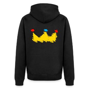 Krone - Unisex Premium Bio Zip Hoodie - Schwarz - Hinten - Nico (187cm)