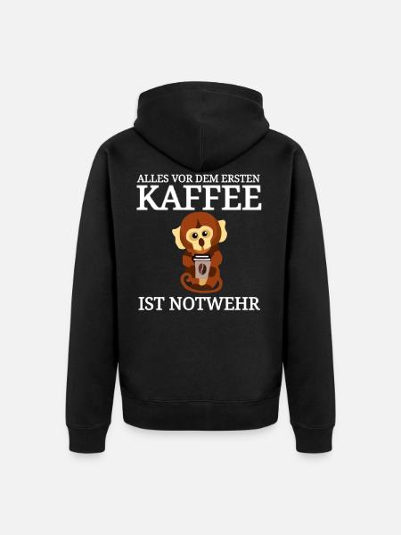 lustiger Kaffee Spruch Käffchen - Unisex Premium Bio Zip Hoodie - Schwarz