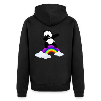 Dabbender Panda Regenbogen Kinder Baby - Unisex Premium Bio Zip Hoodie - Schwarz - Hinten - Nico (187cm)