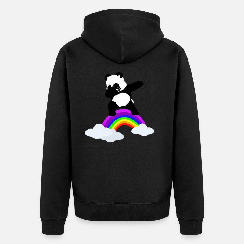 Dabbender Panda Regenbogen Kinder Baby - Unisex Premium Bio Zip Hoodie - Schwarz