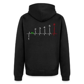 Heartbeat EKG line motorcycle gear shift 6 gear - Unisex Premium Organic Zip Hoodie - black - Back - Nico (187cm)