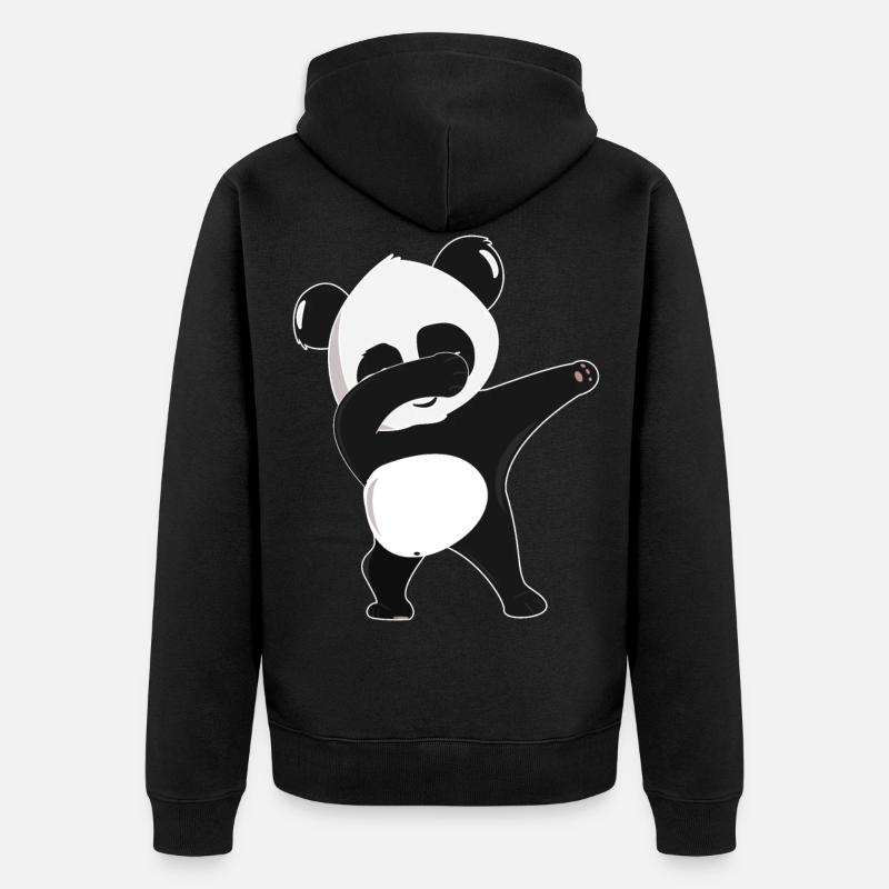 dabbing Panda - tanzender Pandabär Geschenkidee - Unisex Premium Bio Zip Hoodie - Schwarz