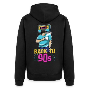 Retro cassette homme - Back in the 90s - Veste à capuche bio Premium Unisexe - noir - Dos - Nico (187cm)