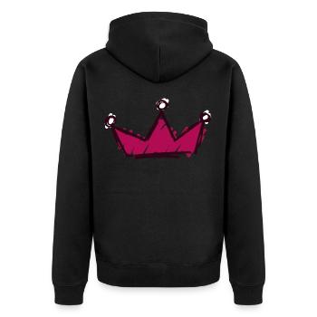 Krone - Unisex Premium Bio Zip Hoodie - Schwarz - Hinten - Nico (187cm)
