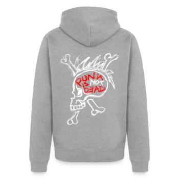 punk n’est pas mort - Veste à capuche bio Premium Unisexe - gris chiné - Dos - Nico (187cm)