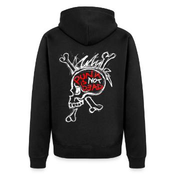 punk is not dead - Unisex Premium Organic Zip Hoodie - black - Back - Nico (187cm)