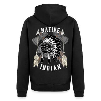 Native Indian for Indian Friends - Unisex Premium Organic Zip Hoodie - black - Back - Nico (187cm)