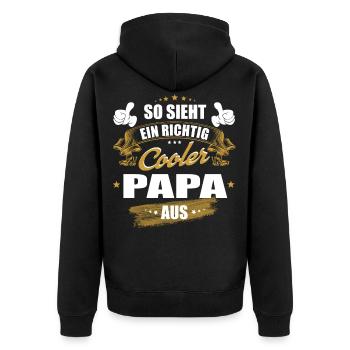 So sieht ein richtig cooler Papa aus, bester Papa - Unisex Premium Bio Zip Hoodie - Schwarz - Hinten - Nico (187cm)