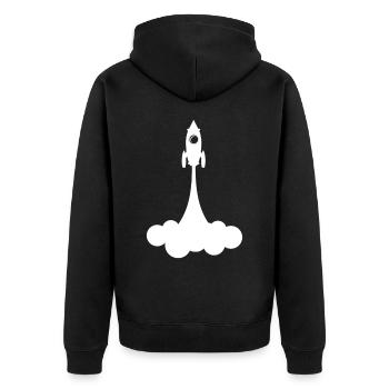 Rocket space star birthday gift idea - Unisex Premium Organic Zip Hoodie - black - Back - Nico (187cm)