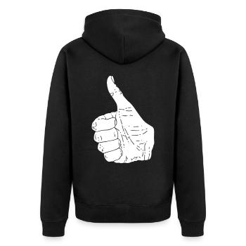 Idée de cadeau d'anniversaire ok doigt - Veste à capuche bio Premium Unisexe - noir - Dos - Nico (187cm)