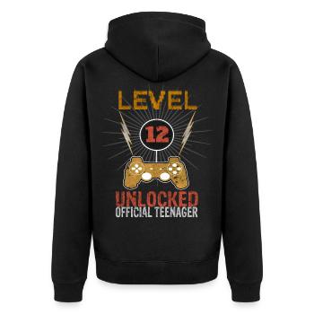 12. Geburtstag Teenager Gamecontroller - Unisex Premium Bio Zip Hoodie - Schwarz - Hinten - Nico (187cm)