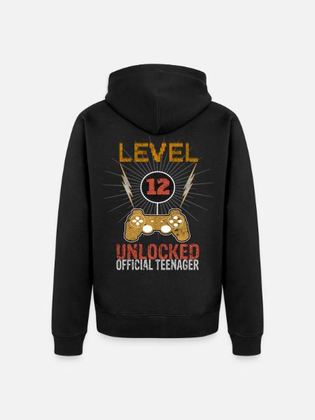 12e anniversaire adolescent Gamecontroller - Veste à capuche bio Premium Unisexe - noir