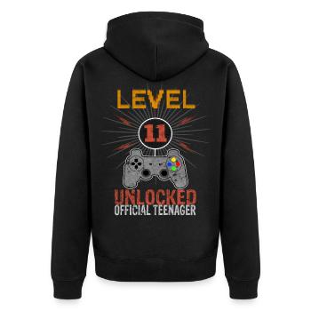 11. Geburtstag Teenager Gamecontroller - Unisex Premium Bio Zip Hoodie - Schwarz - Hinten - Nico (187cm)