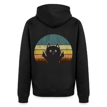 Chat vintage doigt chaton vintage rétro cadeau - Veste à capuche bio Premium Unisexe - noir - Dos - Nico (187cm)