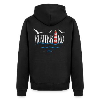 Küstenkind - Unisex Premium Bio Zip Hoodie - Schwarz - Hinten - Nico (187cm)