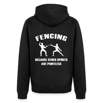 Fencing Funny Fence Sport Gift for Fencer - Unisex Premium Organic Zip Hoodie - black - Back - Nico (187cm)